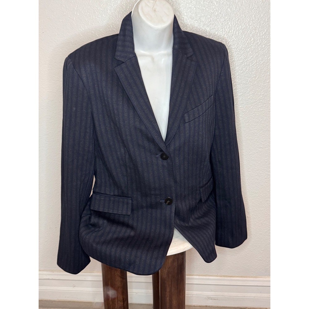Theory CL Shrunken JKT N Pinstripe Blazer Jacket 6 NWT Navy Blue Dark Academi